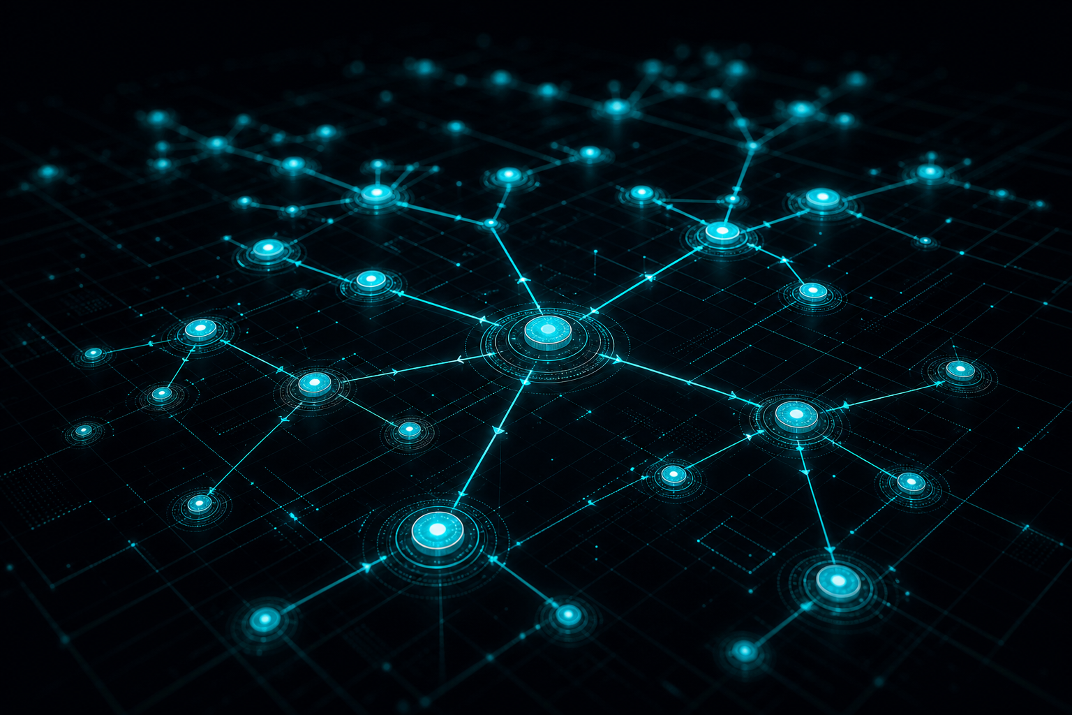 Agentic AI governance and discoverability depicted as an autonomous neural decision network.
