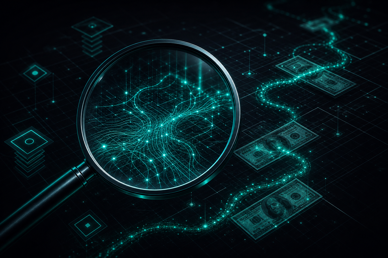 Digital forensics in white-collar fraud investigations, illustrated as a forensic fingerprint analysis.