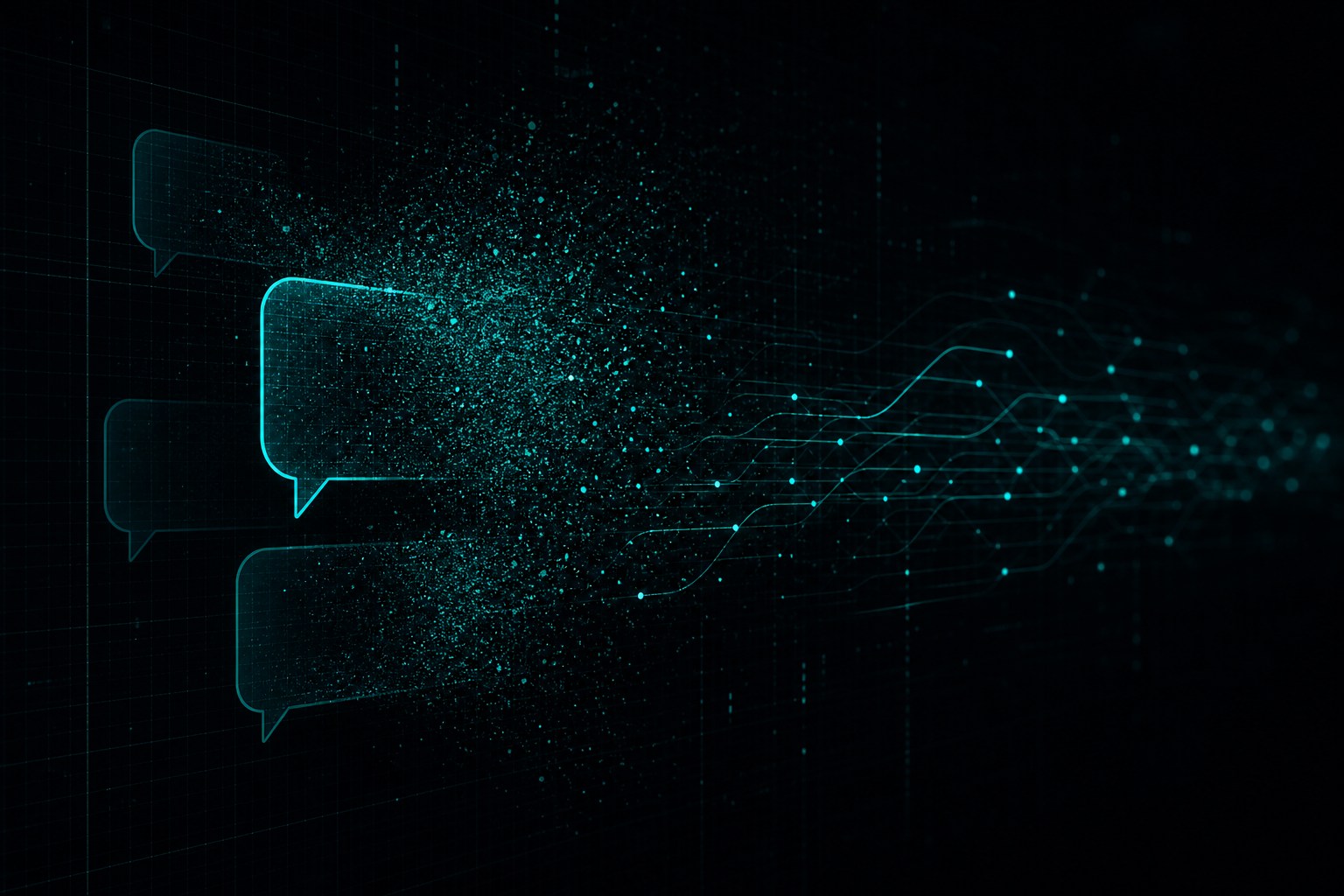 Ephemeral and mobile messaging spoliation depicted as fading signal traces and disappearing message blocks.