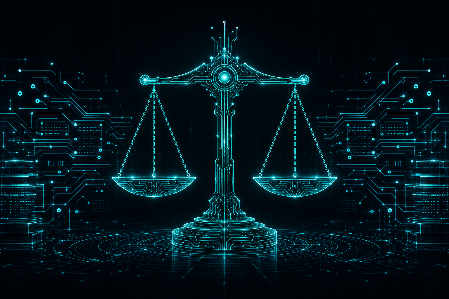 Forensic neutrals and Special Masters in complex litigation, illustrated as balanced scales of justice.